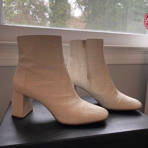 White Croc Cooper Booties from Loeffler Randal, size 7